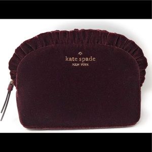 Kate Spade New York Velvet Ruffle Cosmetic Makeup Bag